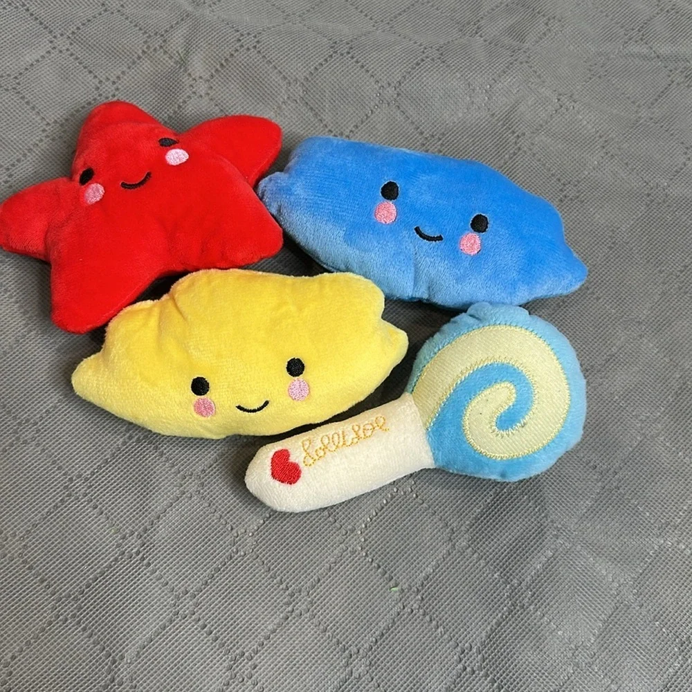 Colorful Small Dog Dog Plush Toy Set of 4 Clouds Star Lollipop toys